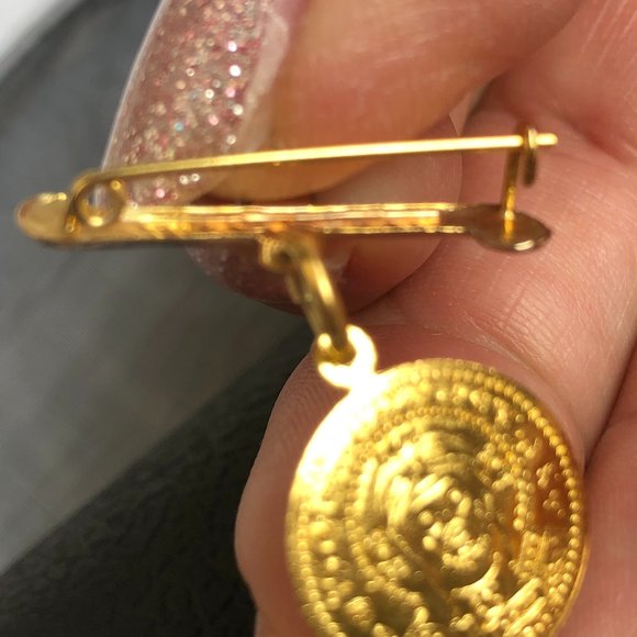 NEW Vintage (88) 14KT Solid Gold Baptismal Watchful (Evil) Eye Pin / Brooch - Picture 8 of 9